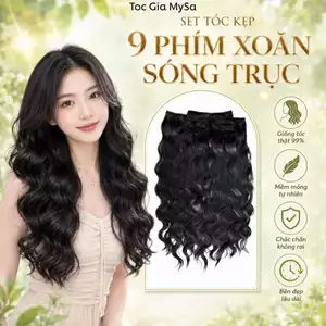 Tóc giả kẹp 9 phím xoăn sóng 50 cm, bộ tóc 9 tép rời giúp nối tóc tự nhiên, có thể sử dụng nhiệt