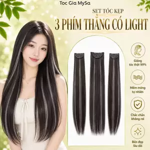 Tóc kẹp phím 3 dải thẳng light màu bạc 60 cm, làm dày và phồng tóc tự nhiên, có thể sử dụng nhiệt