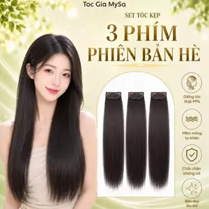 Tóc giả kẹp 3 phím thẳng 60cm nhẹ, thoáng, làm dày tóc mỏng, không lộ phím, chịu nhiệt phiên bản hè