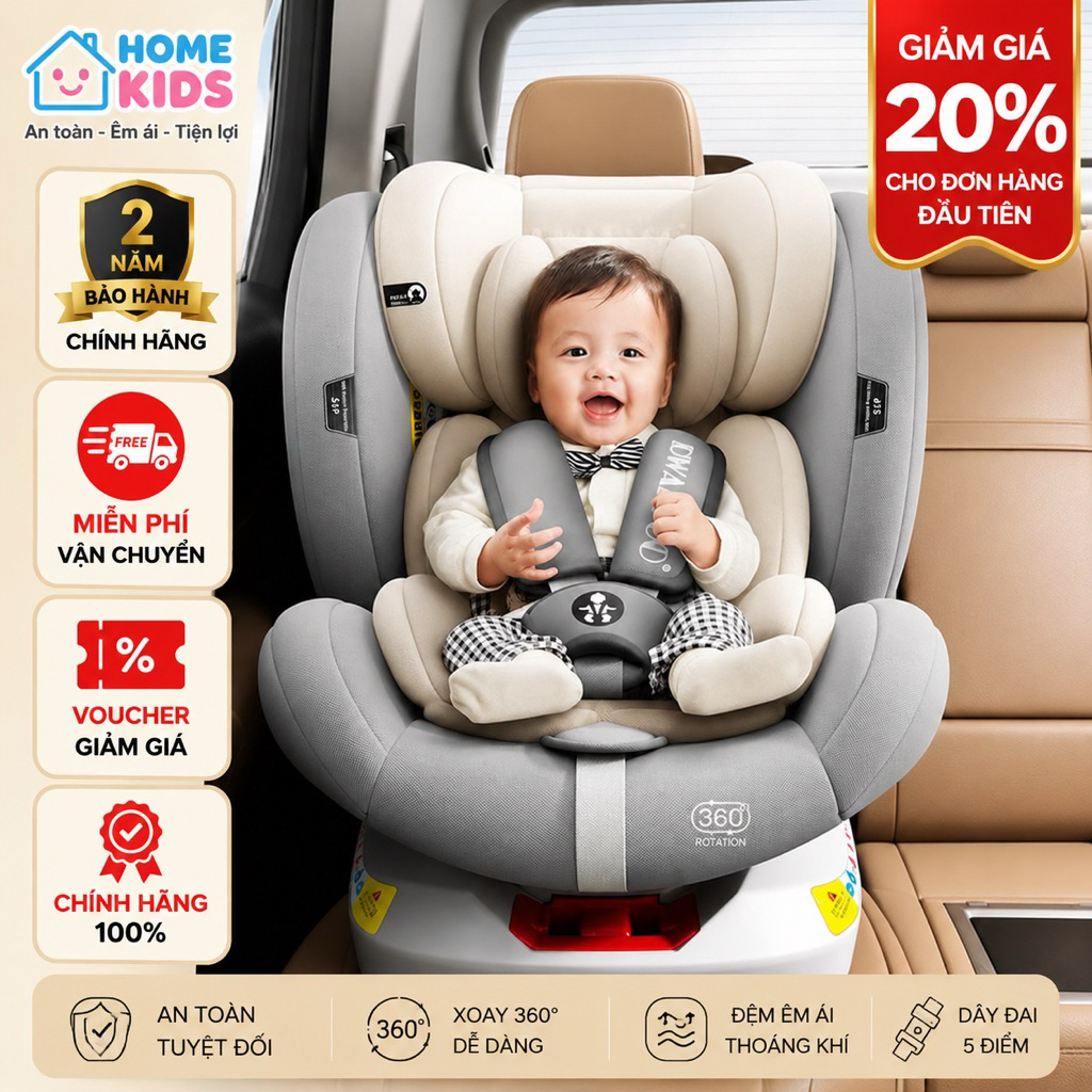 Ghế ngồi ô tô cho bé xoay 360 An toàn, tiện lợi cùng bé đồng hành trên mọi nẻo đường  ROY