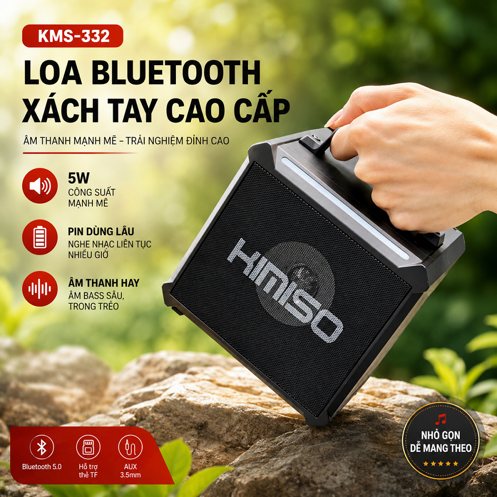 Loa bluetooth KIMISO 332 công suất 5W bass căng pin trâu âm thanh hay