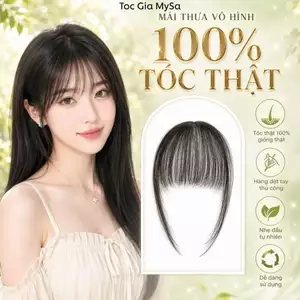 Mái giả tóc thật hàng dệt tay, mái thưa phong cách Hàn Quốc dễ thương