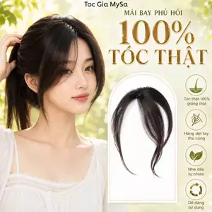 Tóc giả che hói đỉnh đầu mái bay 4D làm từ 100% tóc thật, giúp phủ hói đỉnh đầu cho nữ