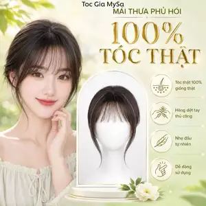 Tóc giả che hói đỉnh đầu mái thưa 4D làm từ 100% tóc thật, giúp phủ hói đỉnh đầu cho nữ