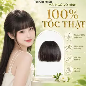 Kẹp tóc mái ngố giả vô hình làm từ 100% tóc thật, tóc mái ngang thời trang Hàn Quốc