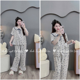 Bộ bầu - bộ sau sinh - BỘ QDAC ĐŨI NHĂN CỔ SEN DẬP LY DÂY BUỘC - 5 Màu, Áo Có Khoá Kéo & Quần Có Chun Chỉnh