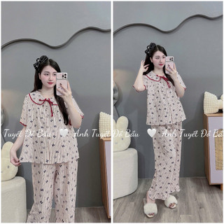 Bộ bầu - bộ sau sinh - BỘ QDAC ĐŨI NHĂN CỔ SEN DẬP LY DÂY BUỘC - 5 Màu, Áo Có Khoá Kéo & Quần Có Chun Chỉnh