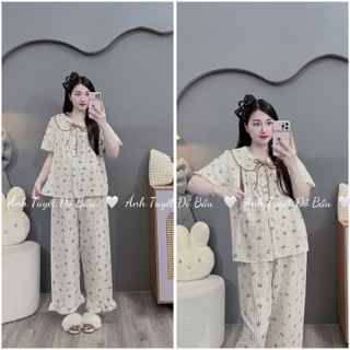 Bộ bầu - bộ sau sinh - BỘ QDAC ĐŨI NHĂN CỔ SEN DẬP LY DÂY BUỘC - 5 Màu, Áo Có Khoá Kéo & Quần Có Chun Chỉnh