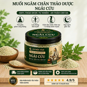 Muối ngâm chân thảo dược An Mộc Tâm, hũ 200g muối gừng ngải cứu, giảm tê bì tay chân, hỗ trợ ngủ ngon G2305