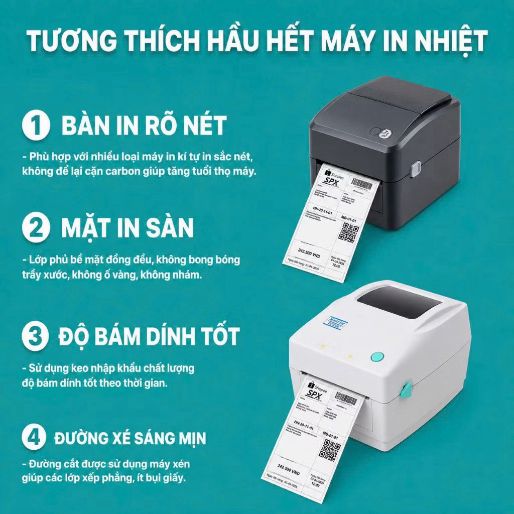 Giấy In Nhiệt Đơn Hàng 100x150 ( 500 Tem) Giấy In Đơn Hàng  76x100x 30m(300 Tem) Giấy Nhiệt Tem Vận Chuyển Phiếu Ship