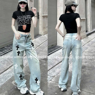 QCL1 Tổng hợp quần jeans suông chữ thập siêu hot đẹp đỉnh