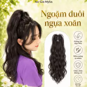 Ngoặm tóc đuôi ngựa xoăn 40cm, ngoặm tóc giả kẹp xoăn hàn quốc, phụ kiện tóc giả, tóc giả MySa