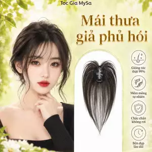 Tóc giả che hói mái thưa 4D rãnh da đầu, phủ hói đỉnh đầu cho nữ, mái giả phủ hói Hàn Quốc