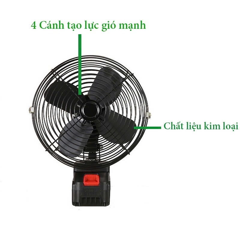 Quạt Tích Điện Lồng Sắt Pin Makita, Đế Pin 21V - 2 Mức Gió,Kích Thước 8 Inch, Tiện Lợi, Rễ Sử Dụng
