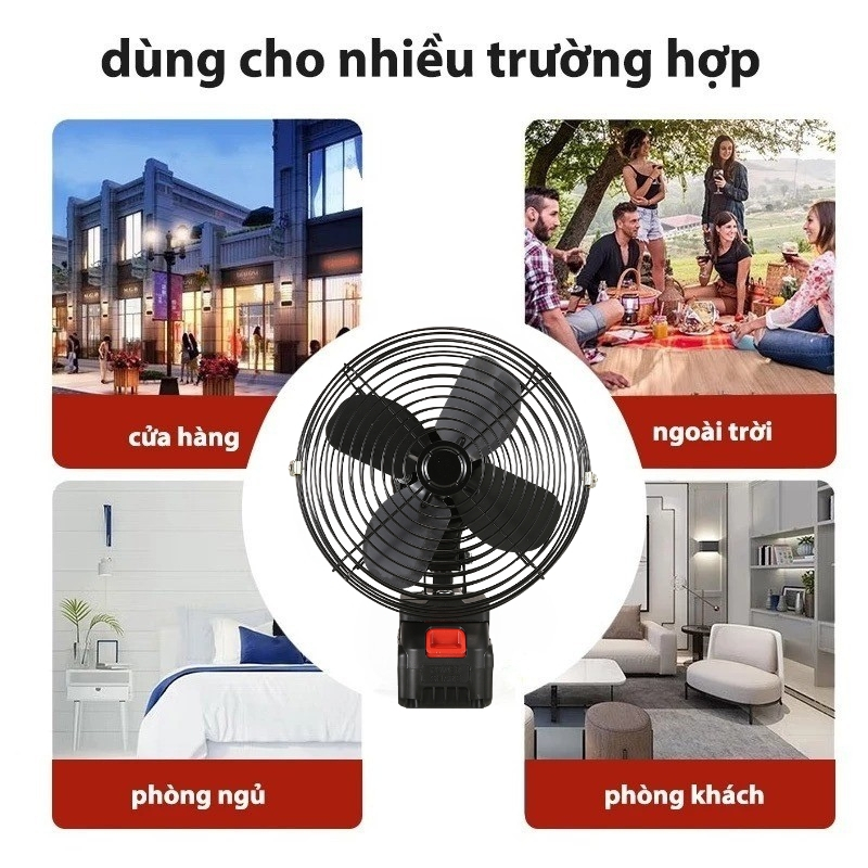 Quạt Tích Điện Lồng Sắt Pin Makita, Đế Pin 21V - 2 Mức Gió,Kích Thước 8 Inch, Tiện Lợi, Rễ Sử Dụng
