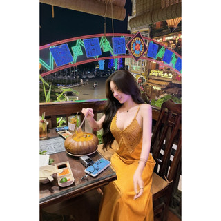 Váy Maxi 2 Dây Ngực Ren Chuẩn Linh Hoàng