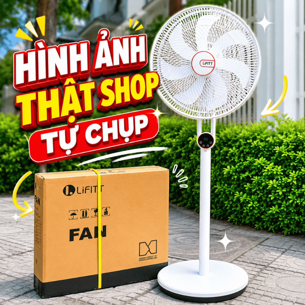 Quạt cây đứng LIFITT chính hãng, quạt điều khiển với 3 tốc độ gió siêu mạnh, tùy chỉnh độ cao 3 tầng