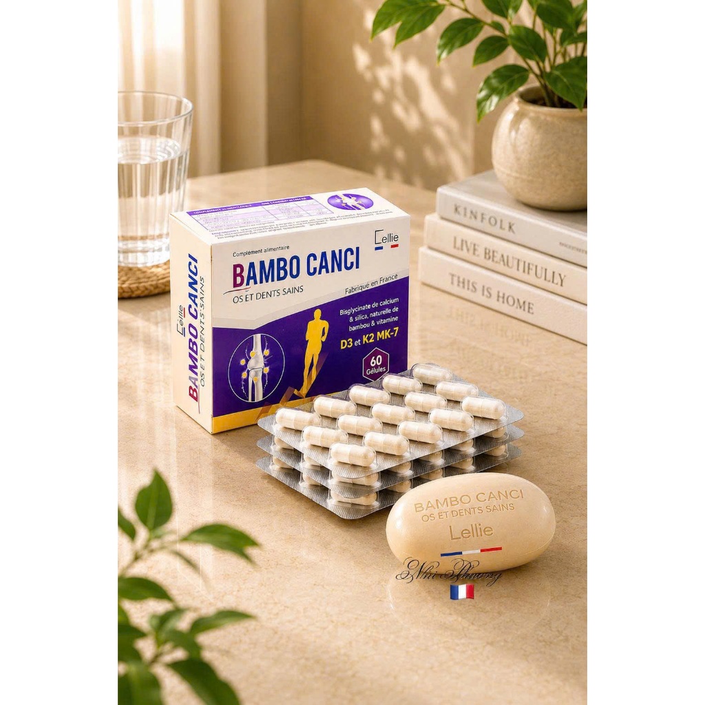 BAMBO CANXI D3 K2 MK7 Nhập Khẩu Pháp - Canxi Hữu Cơ,Hỗ Trợ Xương Khớp, Chắc Răng, Bổ Sung Canxi 60 Viên