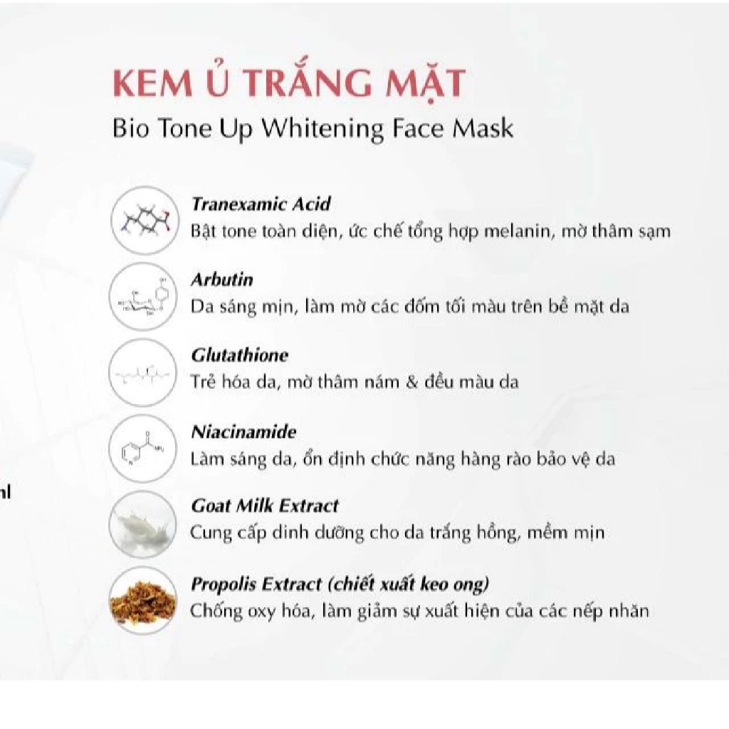 Kem ủ trắng mặt Usolab Bio Tone Up Whitening Face Mask Giúp sáng da 250ml VANILLA COSMETICS