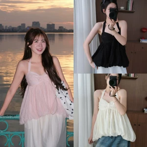 Bella Top (TSW) Áo voan cổ yếm nhún ngực xoè bồng Nữ the.sweaterweather