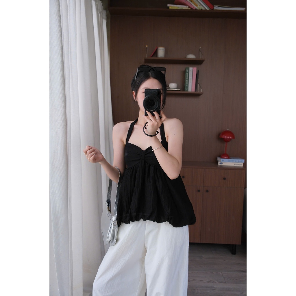 Bella Top (TSW) Áo voan cổ yếm nhún ngực xoè bồng Nữ the.sweaterweather