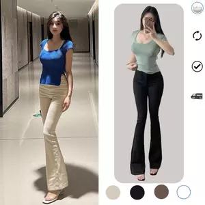 Quần jean kaki loe dáng dài 99-102cm (LOE88)