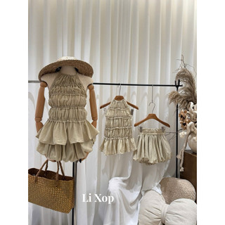 [𝑳𝒂𝒏𝒂𝒏𝒉.𝒔𝒕𝒖𝒅𝒊𝒐] Set yếm chun áo yếm mix quần bí  [Ảnh thật]