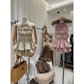 [𝑳𝒂𝒏𝒂𝒏𝒉.𝒔𝒕𝒖𝒅𝒊𝒐] Set yếm chun áo yếm mix quần bí  [Ảnh thật]