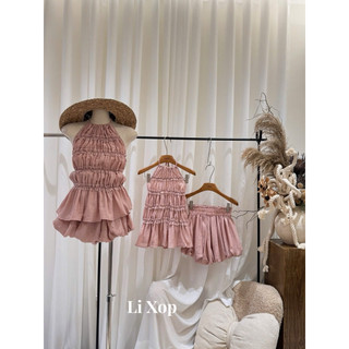 [𝑳𝒂𝒏𝒂𝒏𝒉.𝒔𝒕𝒖𝒅𝒊𝒐] Set yếm chun áo yếm mix quần bí  [Ảnh thật]