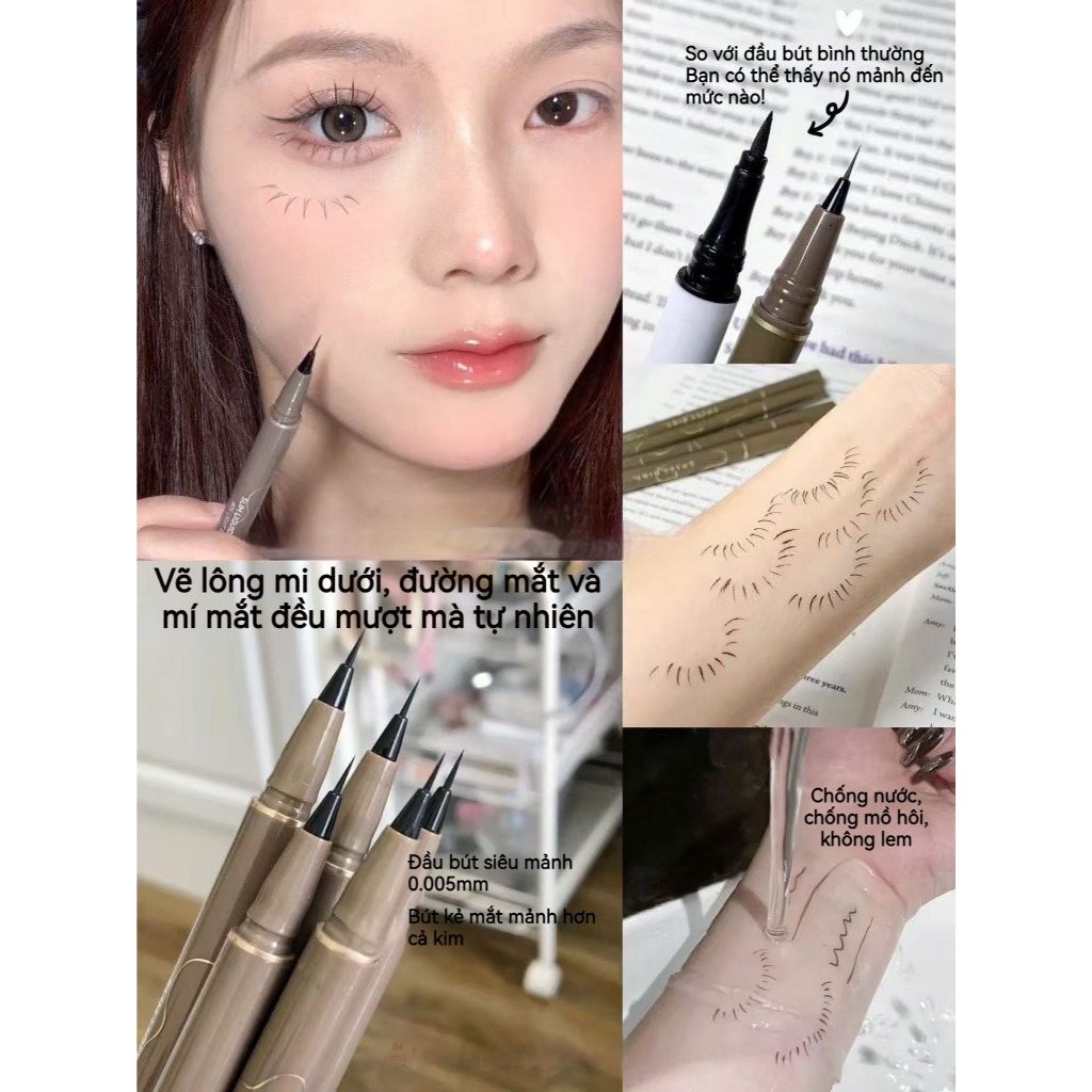 Bút kẻ mắt lỏng LifeGirls Ngòi siêu mảnh mềm mại,nhanh khô,Chống nước chống mồ hôi,nét trơn không lem nhem,3 màu