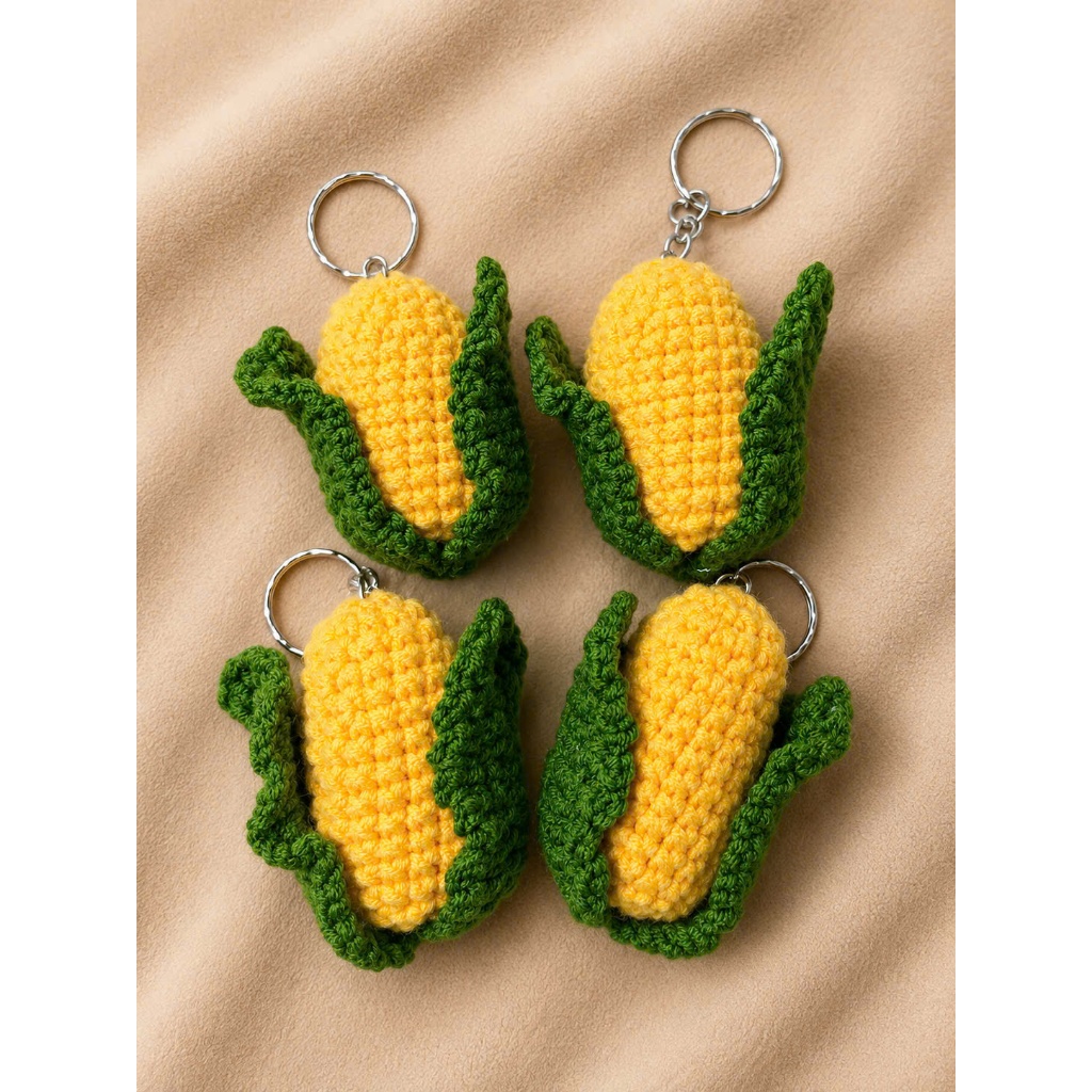 Móc khóa quà tặng hình trái bắp bằng len handmade sản phẩm thủ công