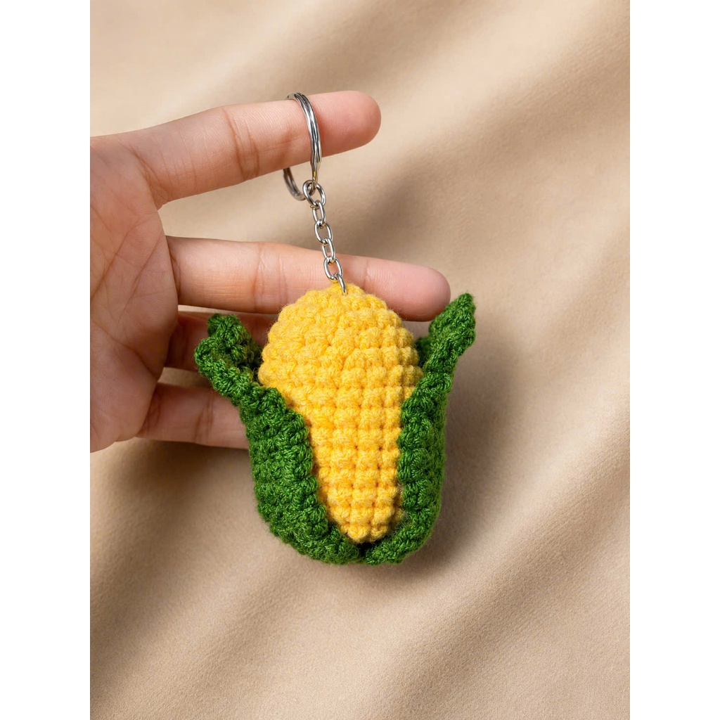 Móc khóa quà tặng hình trái bắp bằng len handmade sản phẩm thủ công