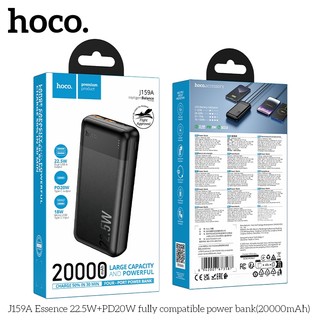 Pin Dự Phòng Hoco J159A 20000mAh TypeC PD 20W & 2 cổng USB-A QC3.0 22.5W (Đen)