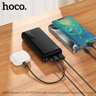 Pin Dự Phòng Hoco J159A 20000mAh TypeC PD 20W & 2 cổng USB-A QC3.0 22.5W (Đen)