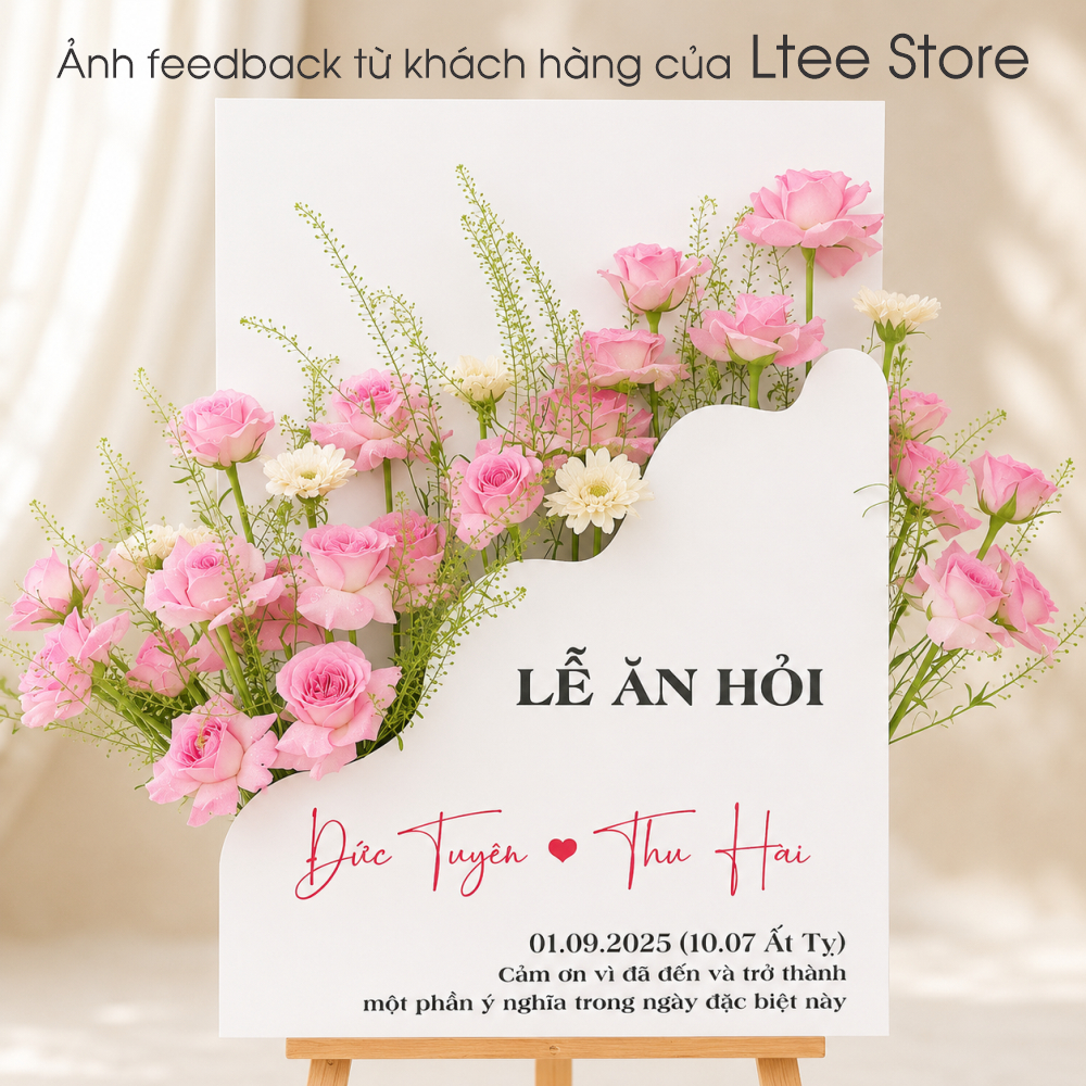 Bảng Dạm Ngõ In Tên Theo Yêu Cầu - Bảng Hoa Welcome Lễ Ăn Hỏi, Đính Hôn, Nhà Có Hỷ
