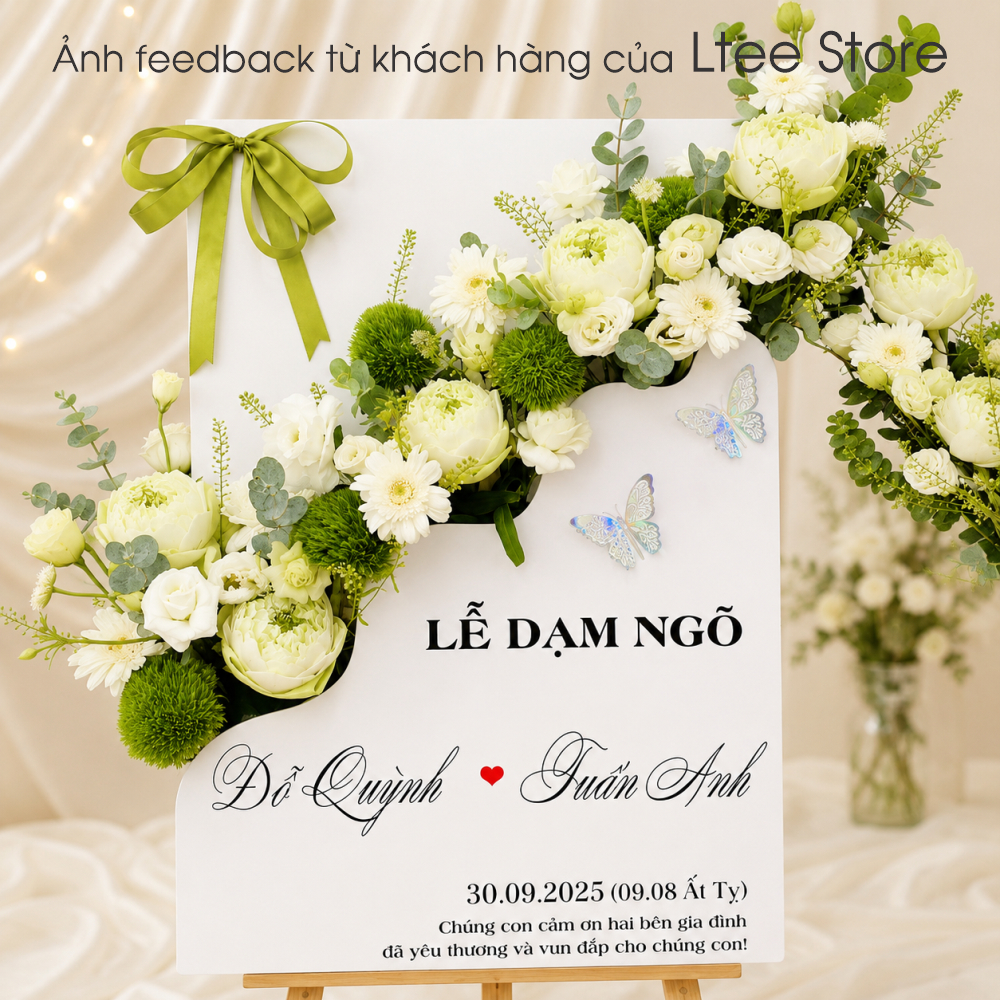 Bảng Dạm Ngõ In Tên Theo Yêu Cầu - Bảng Hoa Welcome Lễ Ăn Hỏi, Đính Hôn, Nhà Có Hỷ