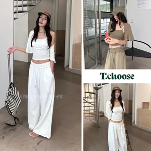 Set 3 món áo 2 dây + áo choàng ngắn + quần suông ống rộng 6633 TCHOOSE