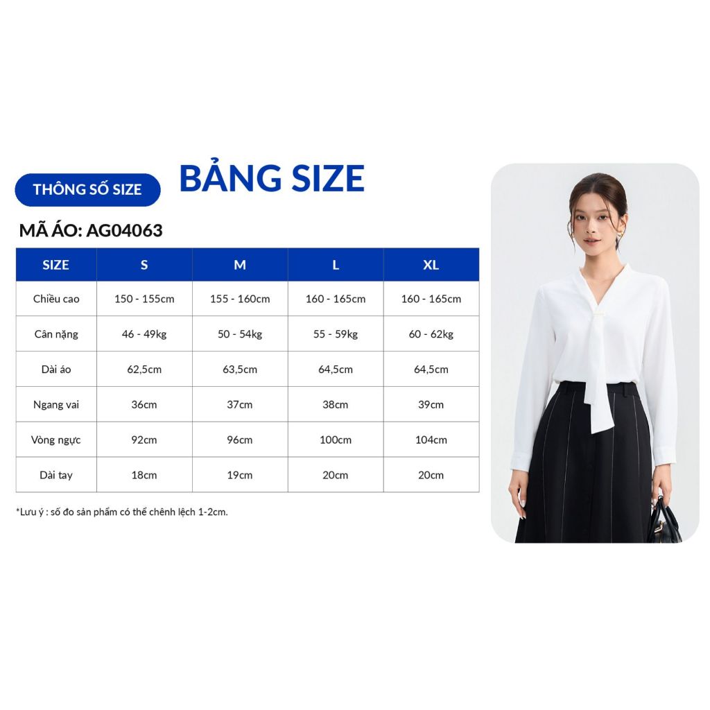 Áo Kiểu Nữ GUMAC Form Suông Tay Dài Cổ V Kèm Dây Nơ Lụa Xẹc Tiểu Thư AG04063