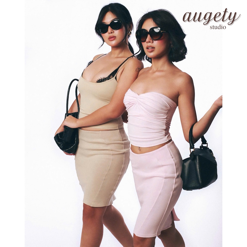 Chân Váy Ôm Cạp Trễ Tròn Hông Dáng Bút Chì Có Khóa Kéo Augety Studio, LILAC MIDISKIRT