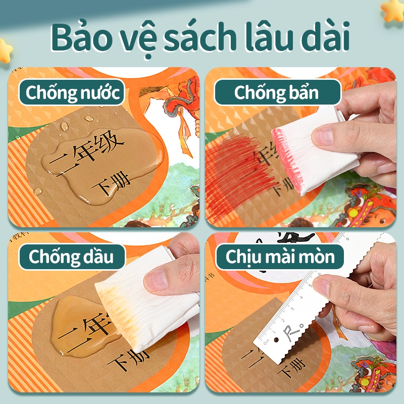 Bìa sách tự dính trong suốt chống nước nhiều kích thước A4 B5 16K 25K cho học sinh cấp 1-12 bảo vệ vở sách