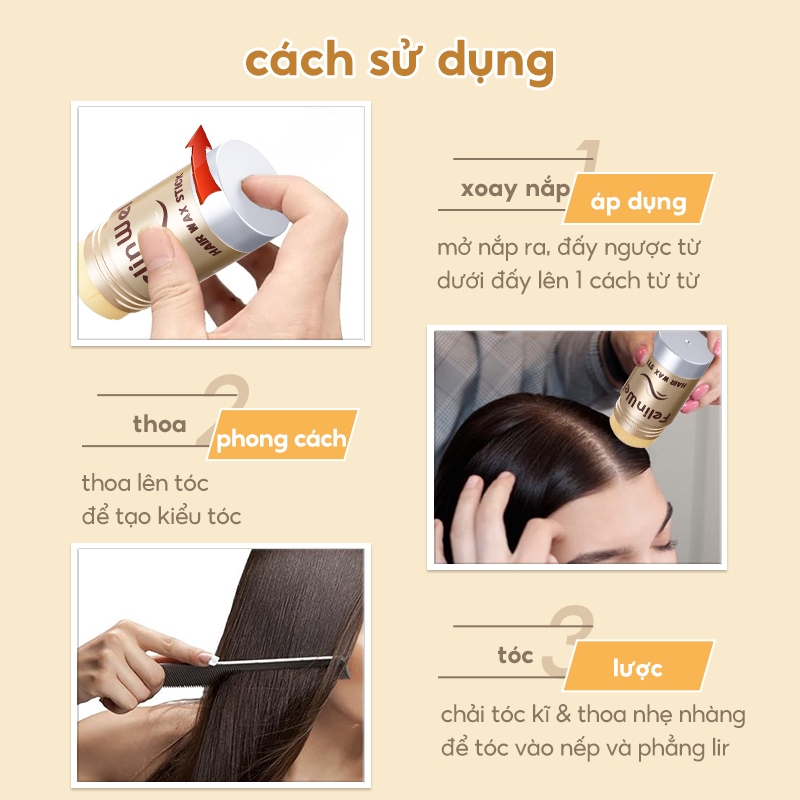 FelinWel - Sáp Vuốt Tóc Tạo Kiểu Cho Tóc Xoăn & Tóc Rối, Không Nhờn Rít Lâu Trôi, Kèm 3 Lược Tạo Kiểu, 40g