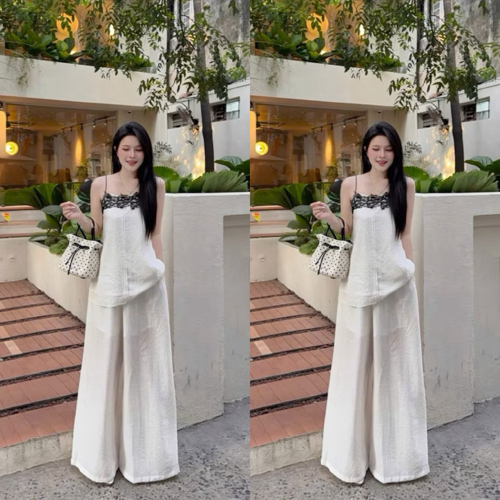 L660- Đầm Suông Đũi 2 Dây Viền Ren Tiểu Thư Sang Chảnh, Freesize 38-56kg
