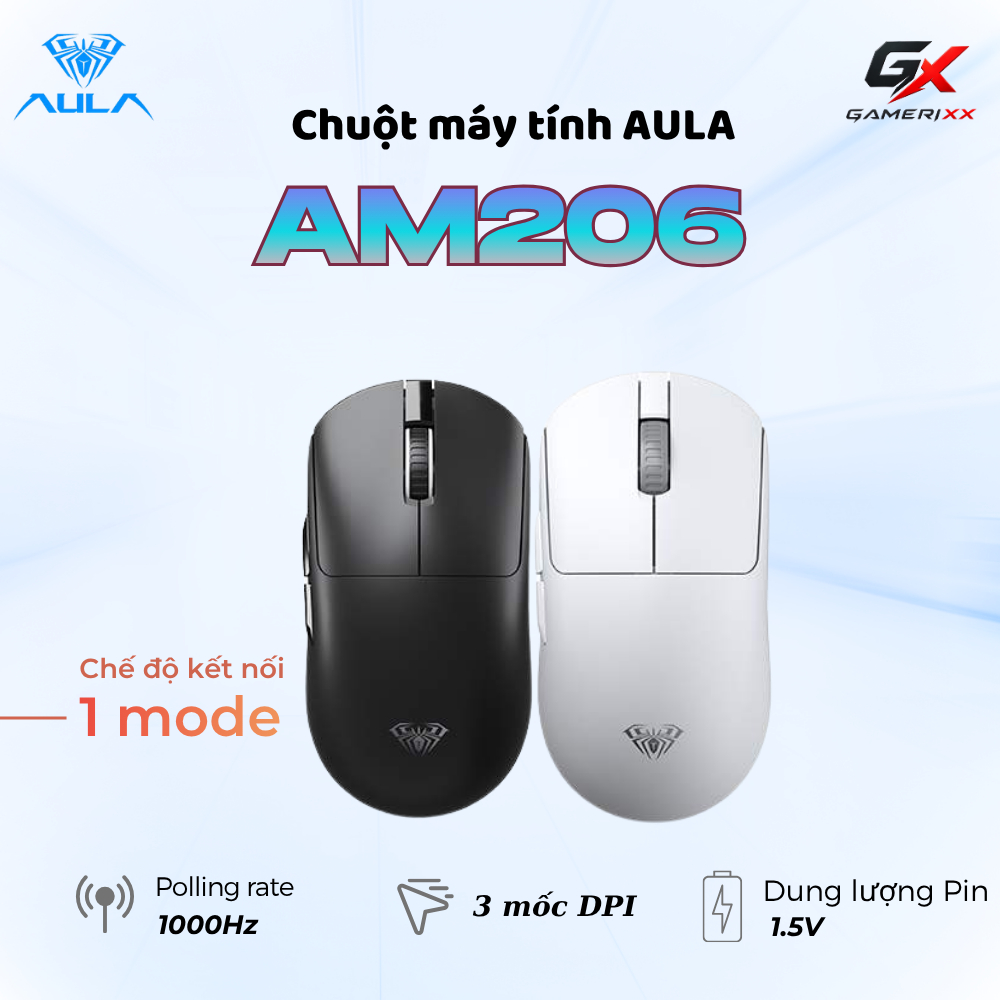 Chuột có dây AULA AM206 - Thiết kế công thái học - 3 mốc DPI tùy chỉnh - Polling rate 1k