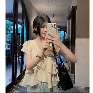 Áo Babydoll Kiểu Nữ Nhiều Tầng Bồng Xoè Đuôi Cá Cổ V Mùa Hè Kimee - KA836