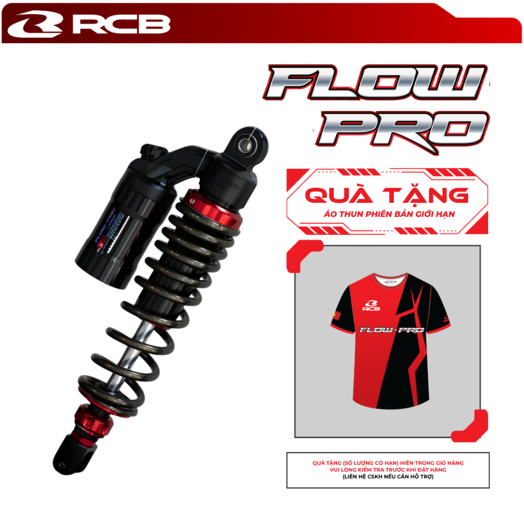 Phuộc Đơn RCB Flow Pro – Phuộc Sau 330mm/340mm Dành Cho Xe Vario/Click/Vision