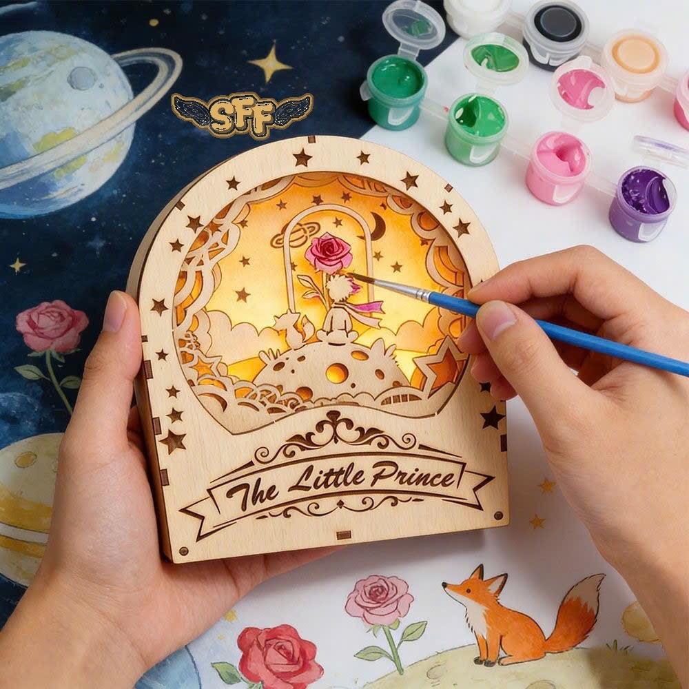 Đồ Chơi Lắp Ráp Mô Hình Gỗ 3D Đèn Ngủ Hoàng Tử Bé The Little Prince And The Rose