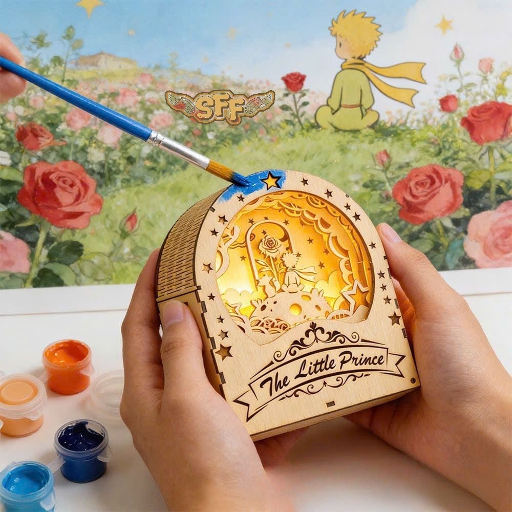 Đồ Chơi Lắp Ráp Mô Hình Gỗ 3D Đèn Ngủ Hoàng Tử Bé The Little Prince And The Rose