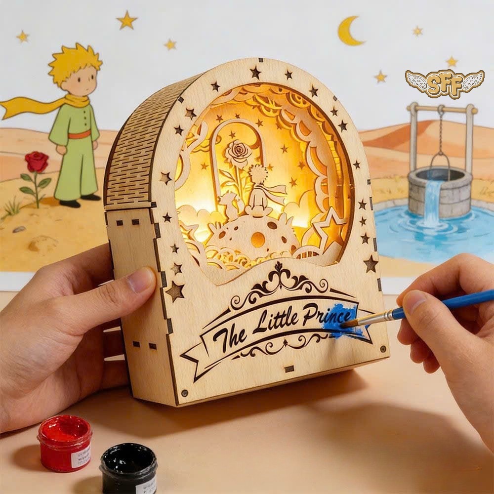 Đồ Chơi Lắp Ráp Mô Hình Gỗ 3D Đèn Ngủ Hoàng Tử Bé The Little Prince And The Rose