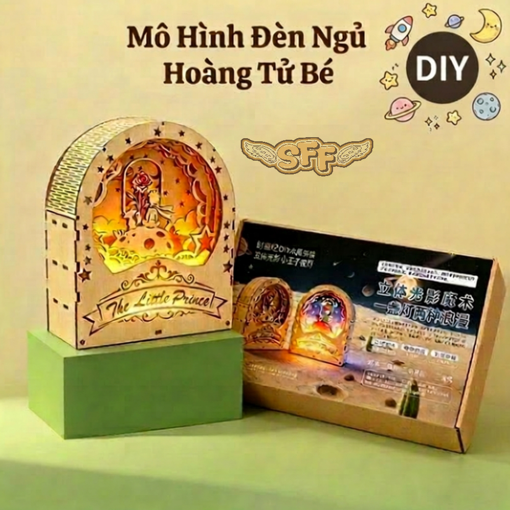 Đồ Chơi Lắp Ráp Mô Hình Gỗ 3D Đèn Ngủ Hoàng Tử Bé The Little Prince And The Rose