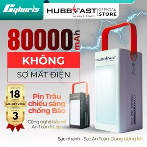 BOX Sạc Nhanh 80000mAh-HubbFast PD100;5 cổng sạc ra,Công Suất 22.5W;Sạc nhanh PD,QC3.0;BH 18 Tháng